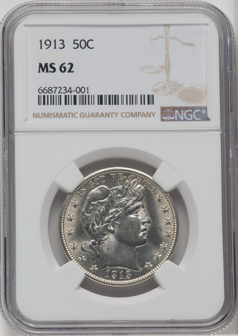 1913 50C Barber Half Dollar NGC MS62
