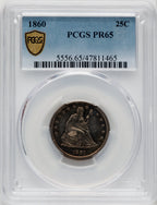 1860 25C Proof Seated Quarter PCGS PR65