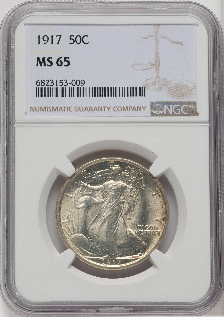 1917 50C Walking Liberty Half Dollar NGC MS65