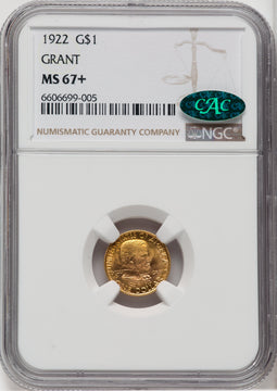 1922 G$1 Grant No Star CAC Commemorative Gold NGC MS67+