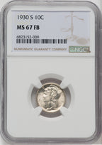 1930-S 10C FB Mercury Dime NGC MS67