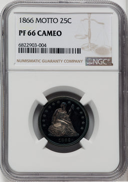 1866 25C CA Proof Seated Quarter NGC PR66