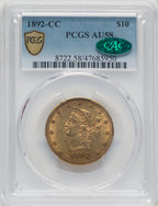 1892-CC $10 CAC Liberty Eagle PCGS AU58