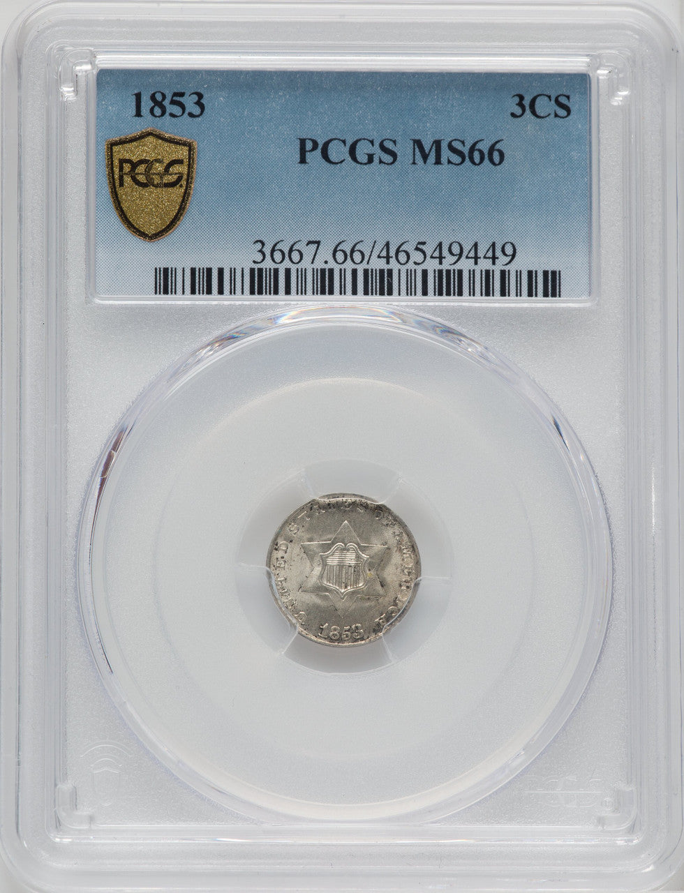 1853 3CS Three Cent Silver PCGS MS66