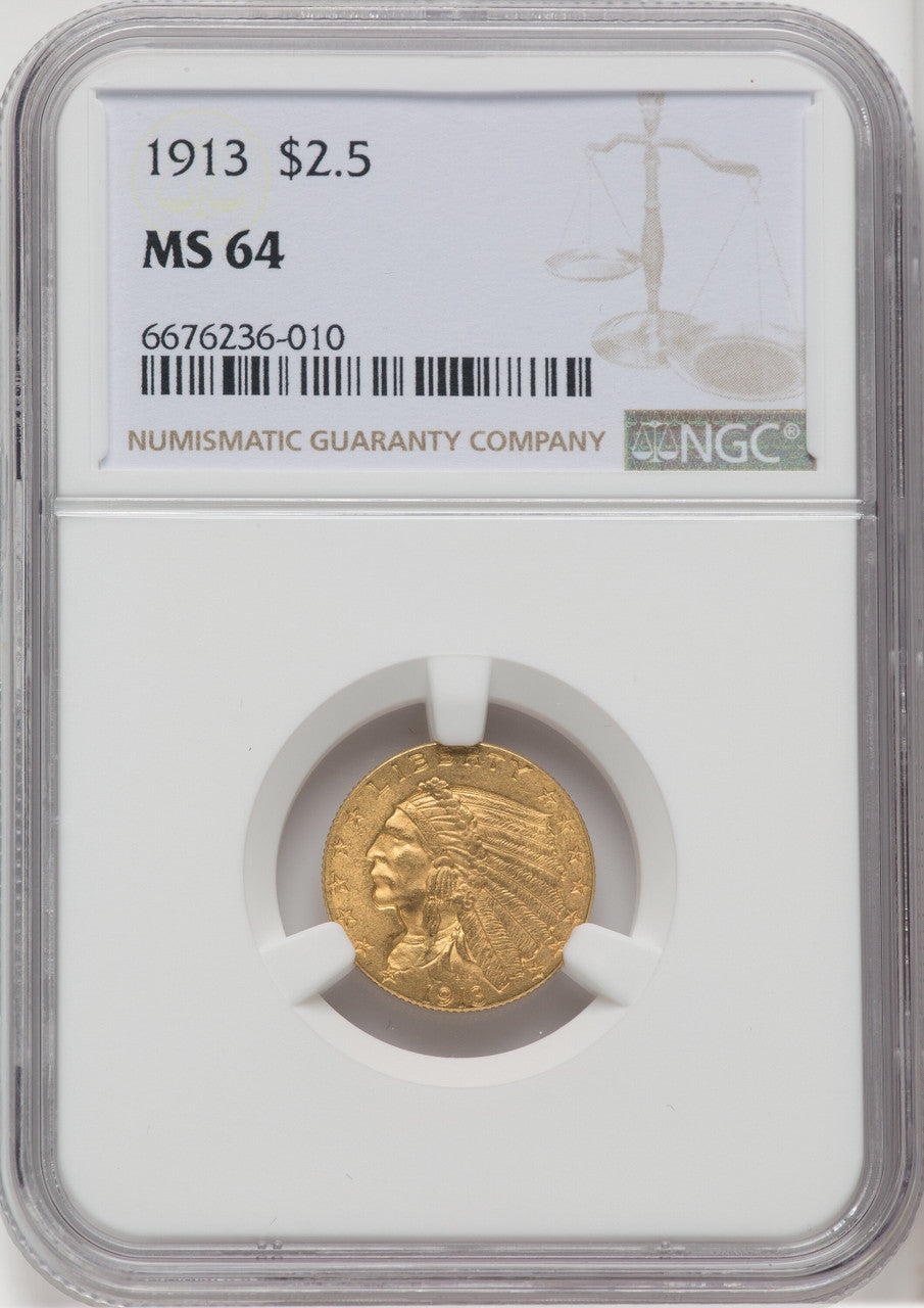 1913 $2.50 Indian Quarter Eagle NGC MS64