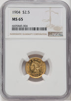 1904 $2.50 Liberty Quarter Eagle NGC MS65 (759005006)