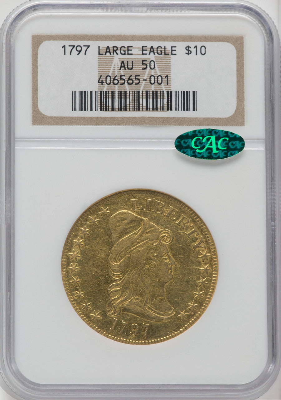 1797 $10 LG EAGLE CAC Early Eagle NGC AU50
