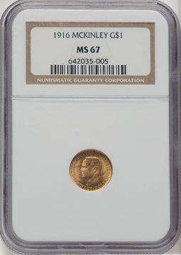 1916 G$1 McKinley Commemorative Gold NGC MS67