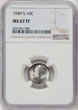 1949-S 10C FB Roosevelt Dime NGC MS67