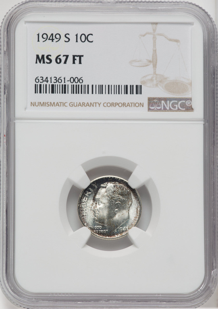1949-S 10C FB Roosevelt Dime NGC MS67