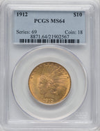 1912 $10 Indian Eagle PCGS MS64