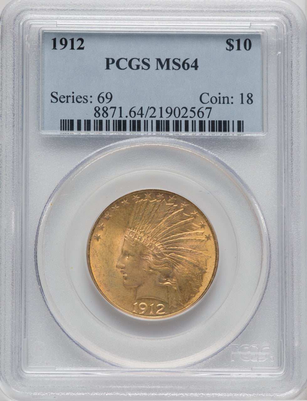 1912 $10 Indian Eagle PCGS MS64