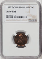 1972 1C Doubled Die Obverse RB Lincoln Cent NGC MS66
