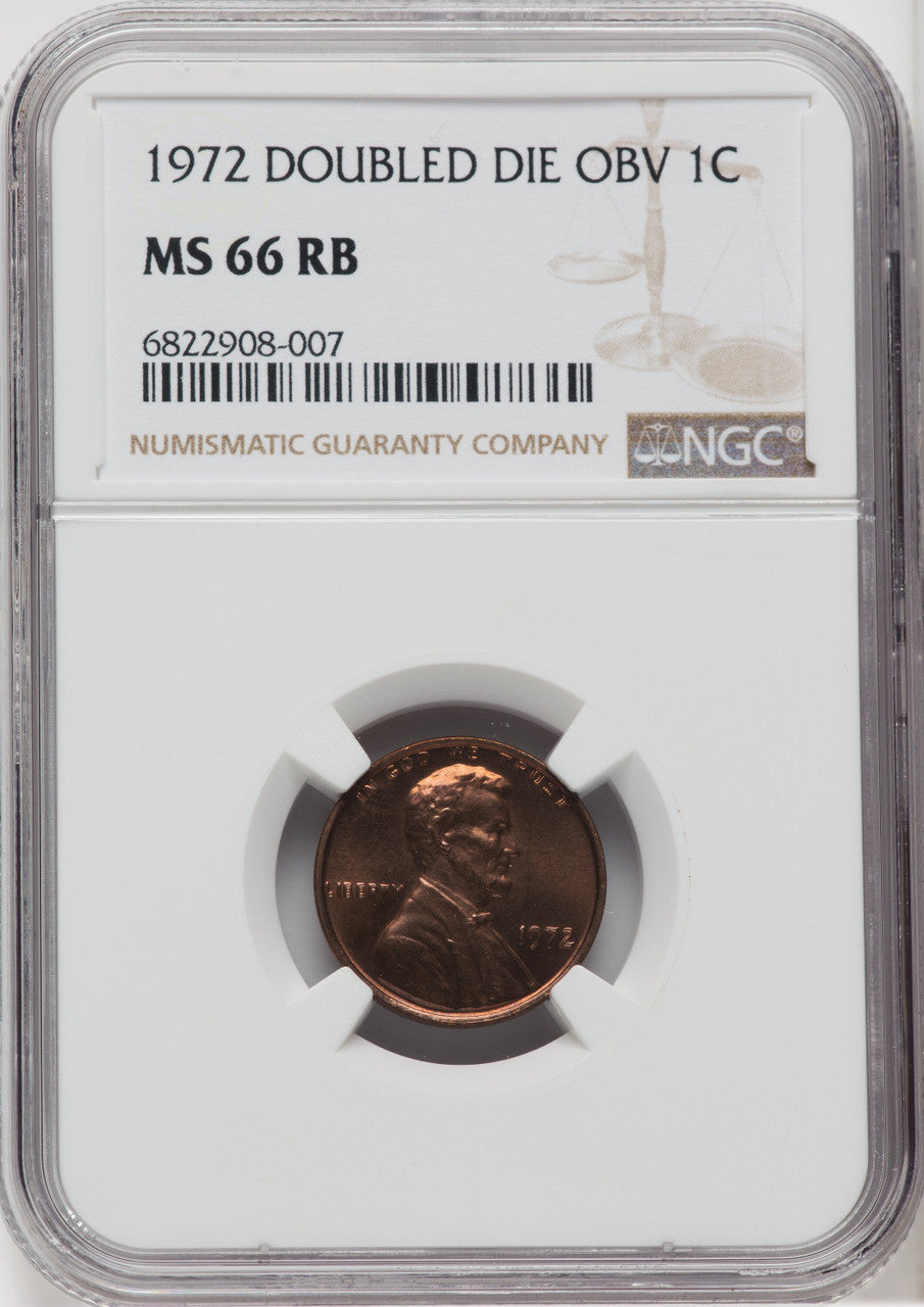 1972 1C Doubled Die Obverse RB Lincoln Cent NGC MS66