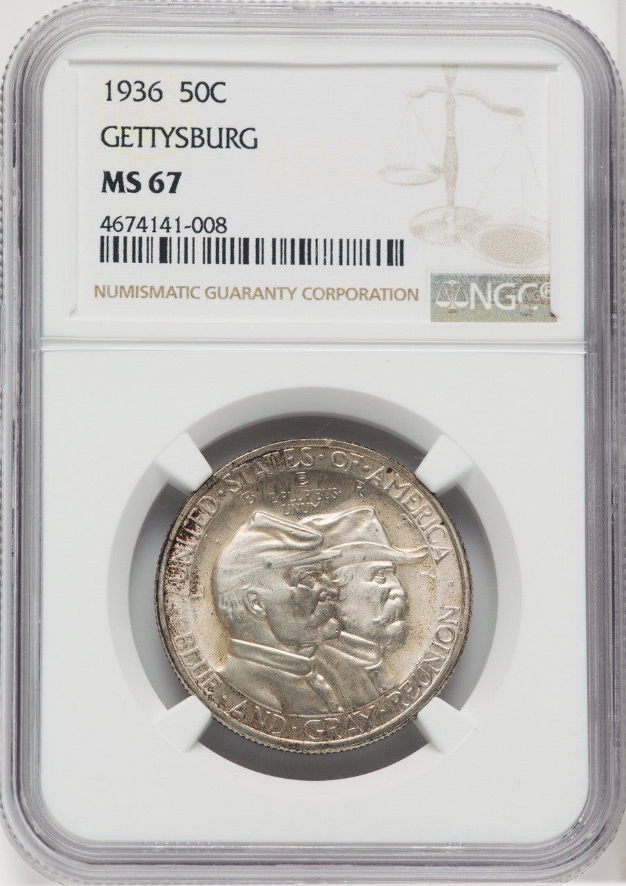 1936 50C Gettysburg Commemorative Silver NGC MS67