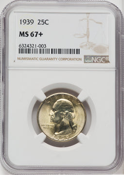 1939 25C Washington Quarter NGC MS67+