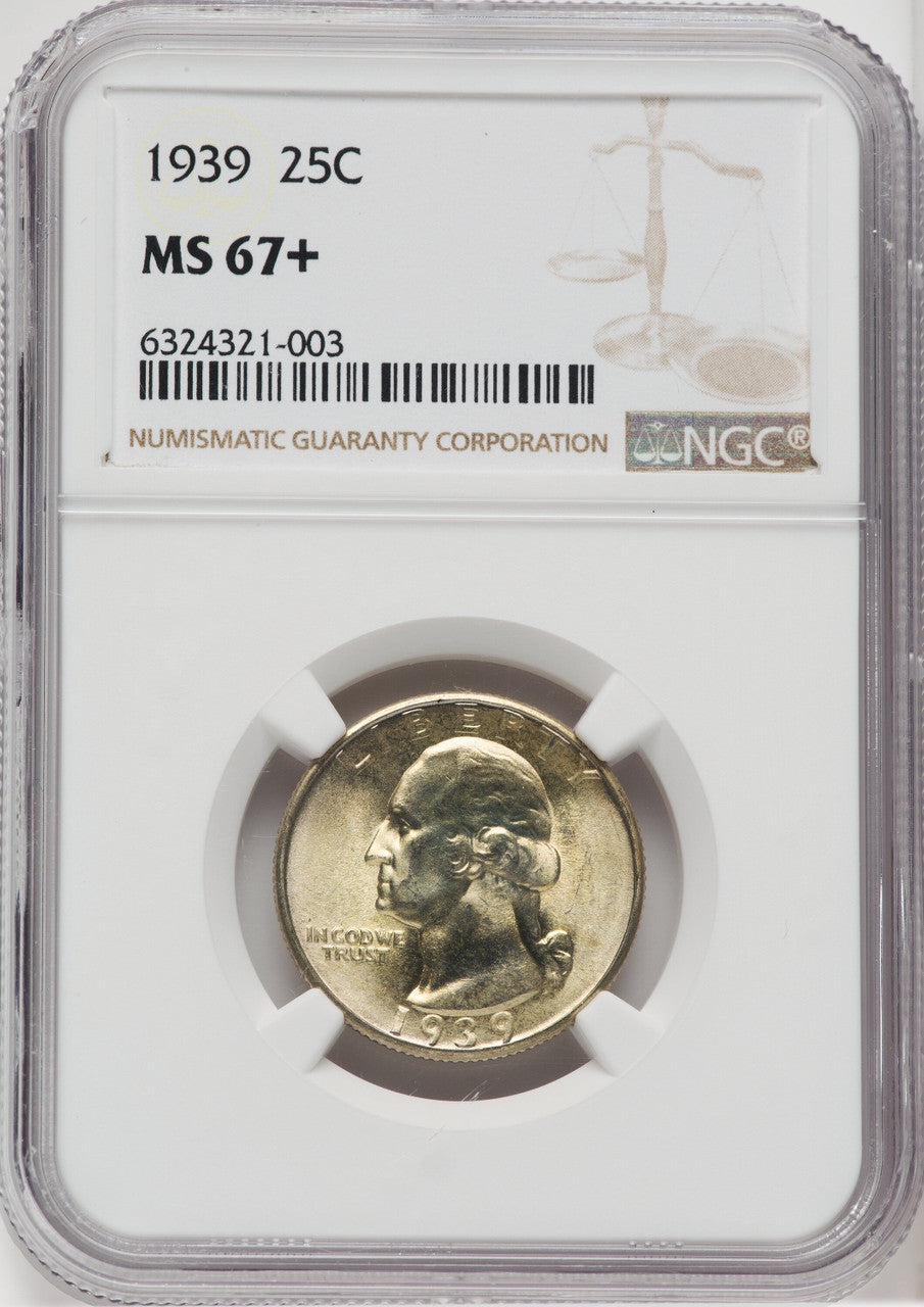1939 25C Washington Quarter NGC MS67+