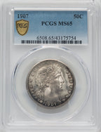 1907 50C Barber Half Dollar PCGS MS65