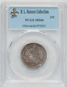 1877 25C Seated Quarter PCGS MS66