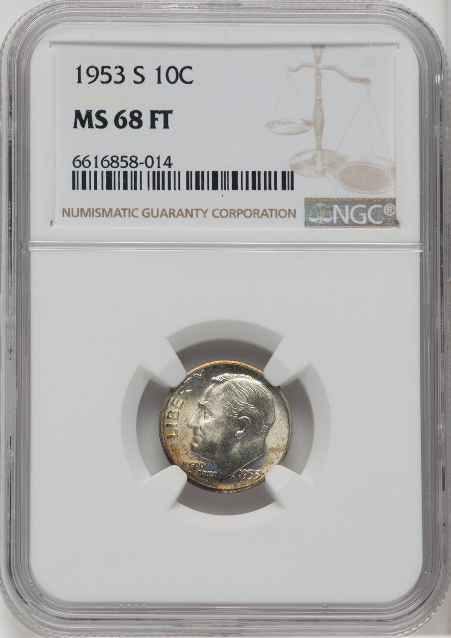 1953-S 10C FB Roosevelt Dime NGC MS68