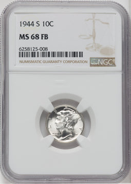 1944-S 10C FB Mercury Dime NGC MS68