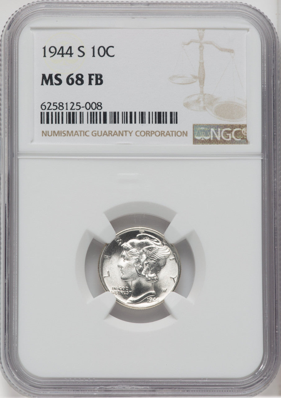 1944-S 10C FB Mercury Dime NGC MS68