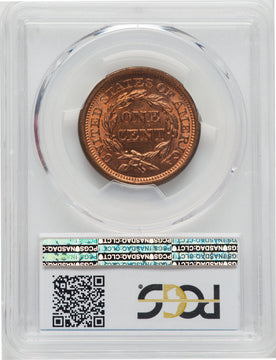 1855 Upright 5s RD Large Cent PCGS MS65