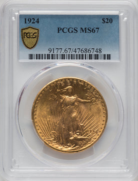 1924 $20 Saint Saint-Gaudens Double Eagle PCGS MS67 (762300009)
