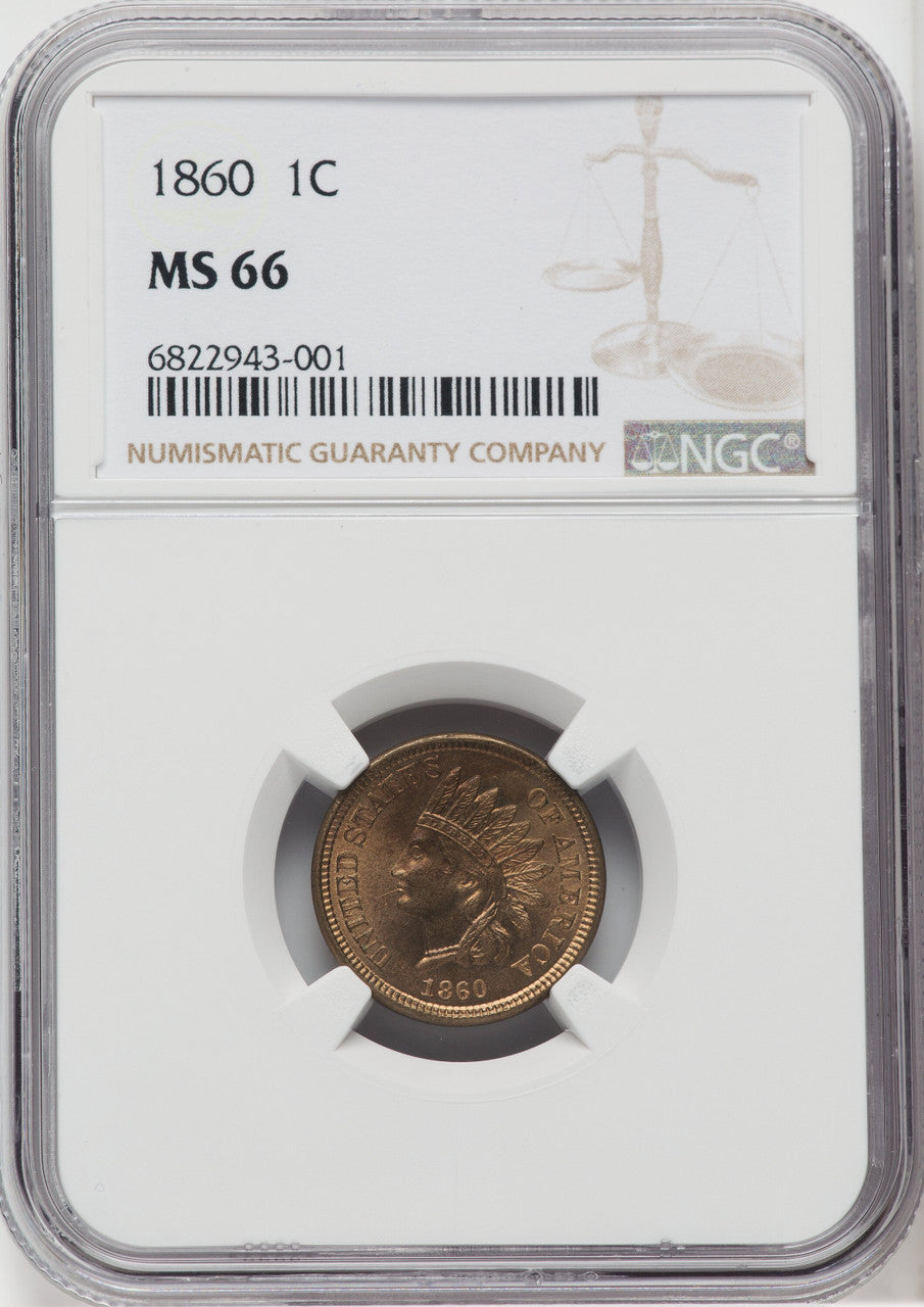 1860 1C Indian Cent NGC MS66