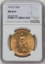 1916-S $20 NGC Secure Saint-Gaudens Double Eagle NGC MS65+