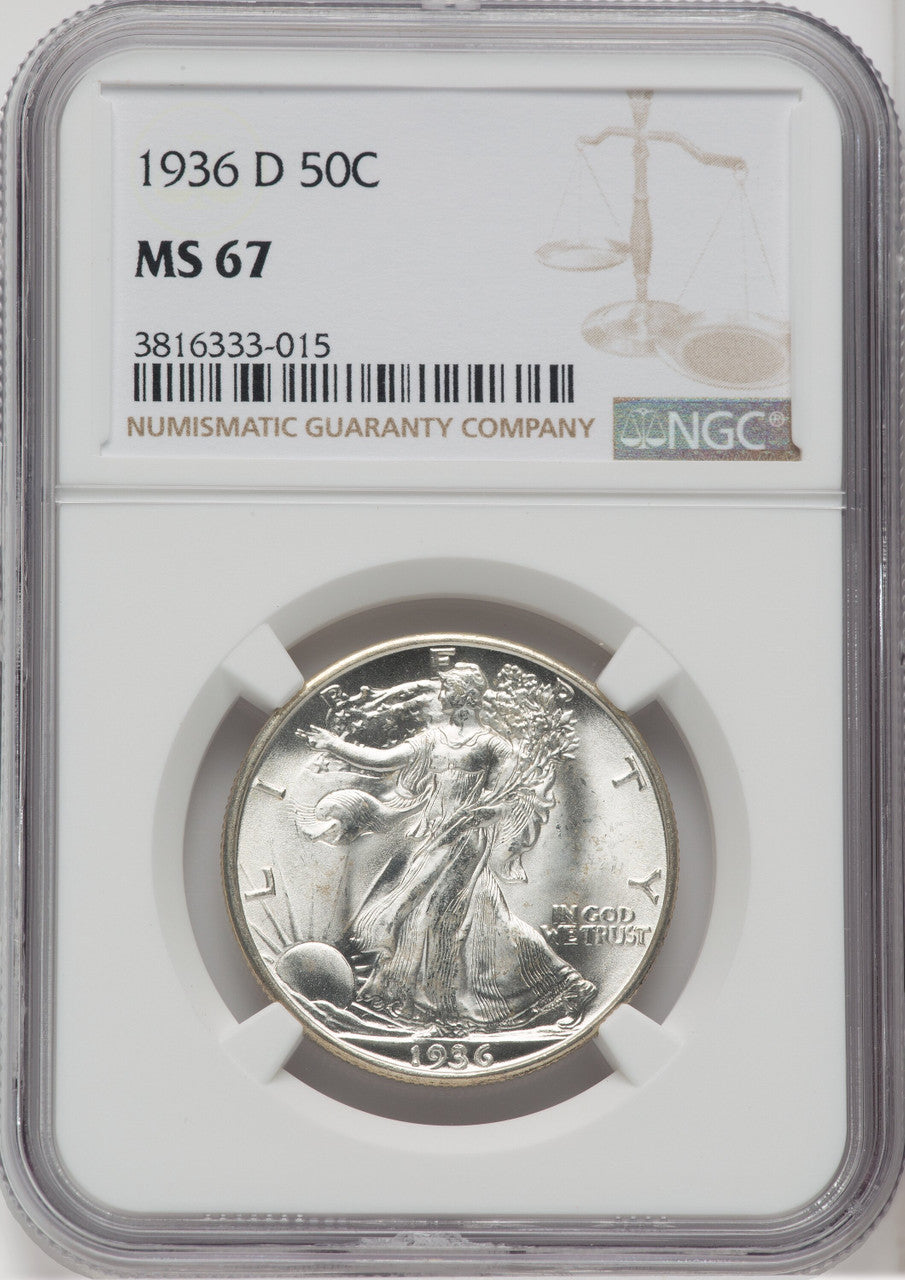 1936-D 50C Walking Liberty Half Dollar NGC MS67