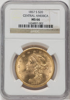 1857-S $20 Liberty Double Eagle NGC MS66
