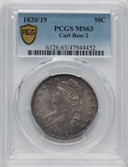 1820/19 50C Curl Base 2 Bust Half Dollar PCGS MS63