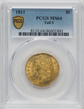 1811 $5 Tall 5 Early Half Eagle PCGS MS64