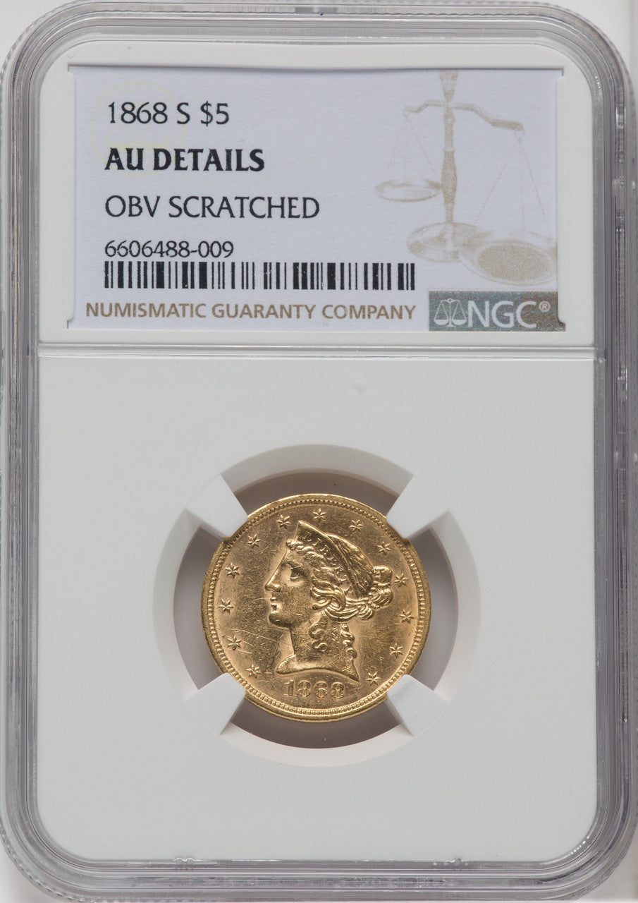 1868-S $5 Liberty Half Eagle Details NGC AU50