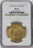 1799 $10 Sm Obv Stars Early Eagle NGC MS64