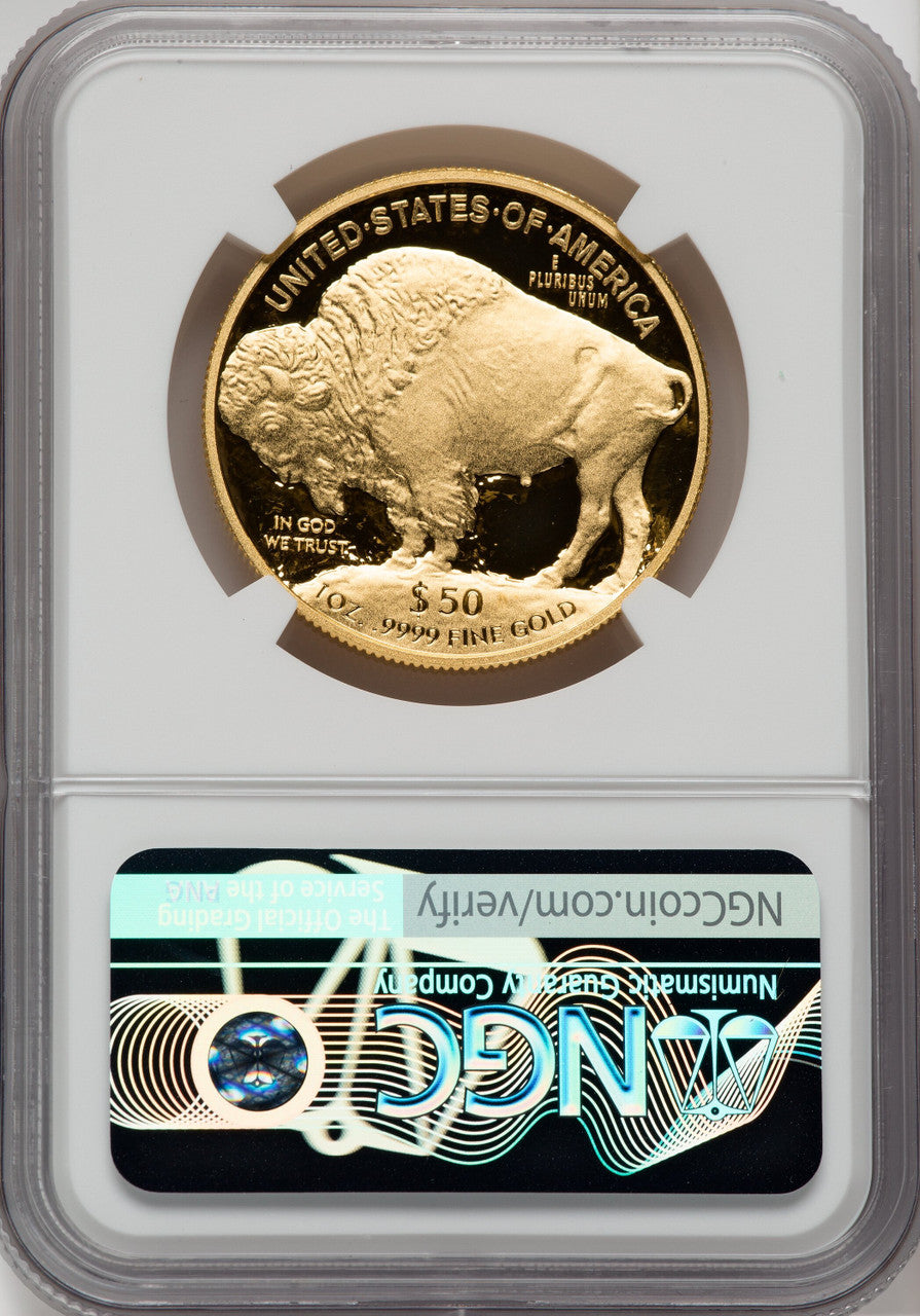 2016-W $50 One-Ounce Gold Buffalo 10th Anniversary Mike Castle Signature NGC PF70