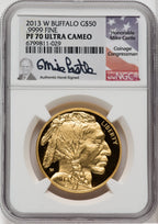 2013-W $50 One-Ounce Gold Buffalo Mike Castle NGC PF70