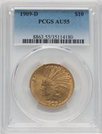 1909-D $10 Indian Eagle PCGS AU55