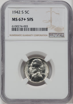 1942-S 5C FS Jefferson Nickel NGC MS67+