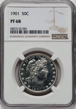 1901 50C Proof Barber Half Dollar NGC PR68