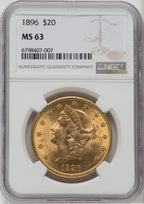 1896 $20 Liberty Double Eagle NGC MS63 (571684048)