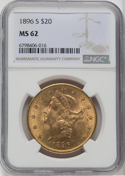 1896-S $20 Liberty Double Eagle NGC MS62 (571684042)