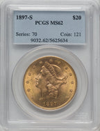 1897-S $20 Liberty Double Eagle PCGS MS62 (763635084)
