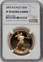 2003-W $50 One-Ounce Gold Eagle Brown Label NGC PF70