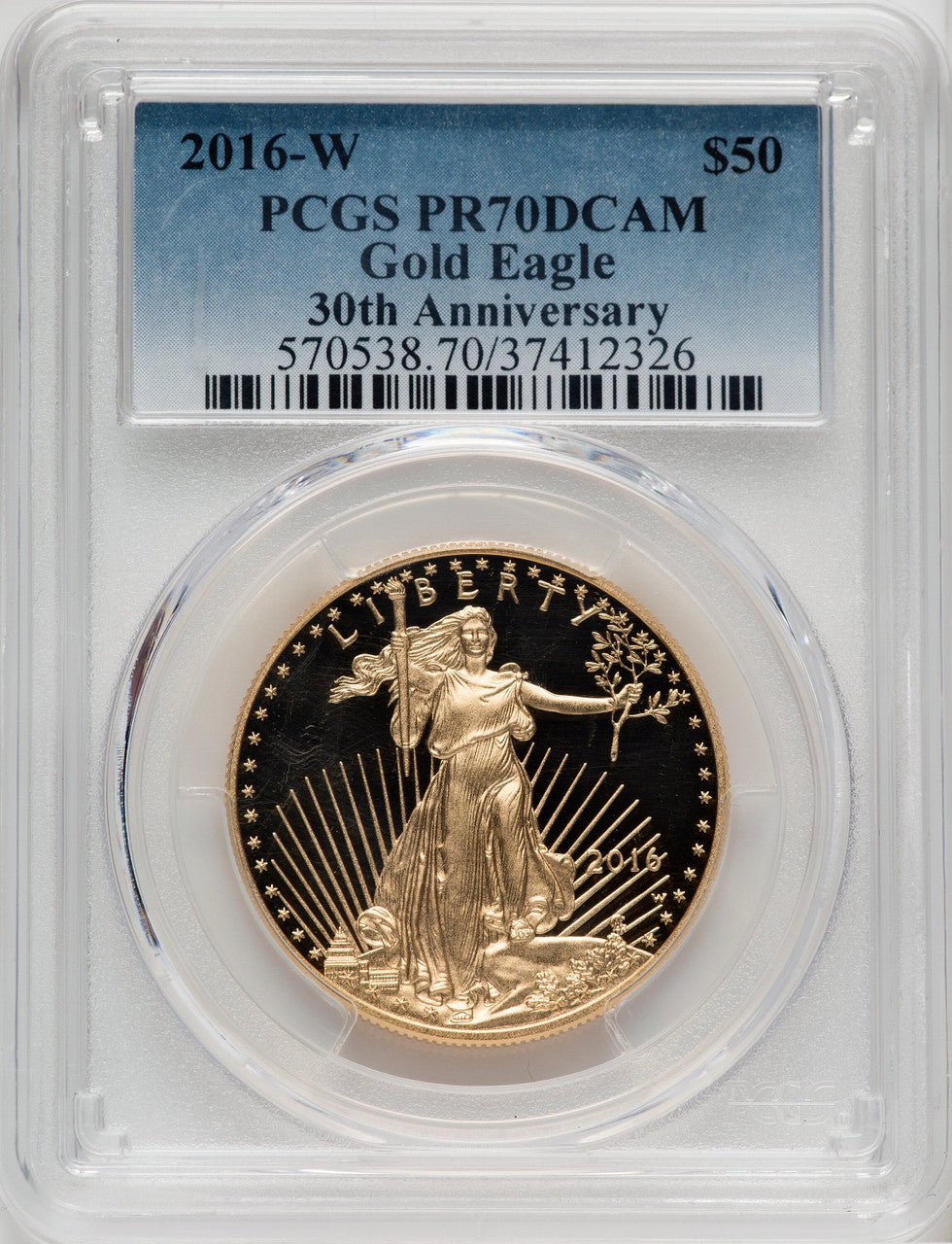 2016-W $50 One-Ounce Gold Eagle 30th Anniversary PCGS PR70