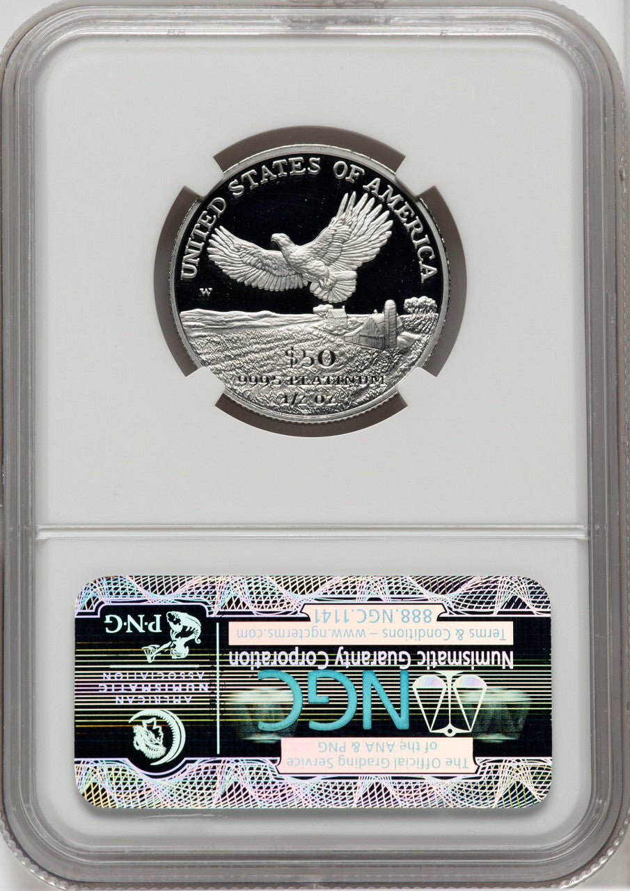 2000-W $50 Half-Ounce Platinum Eagle Statue of Liberty Brown Label NGC PF70