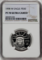1998-W $50 Half-Ounce Platinum Eagle Brown Label NGC PF70