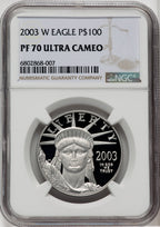 2003-W $100 One-Ounce Platinum Eagle Statue of Liberty NGC PF70