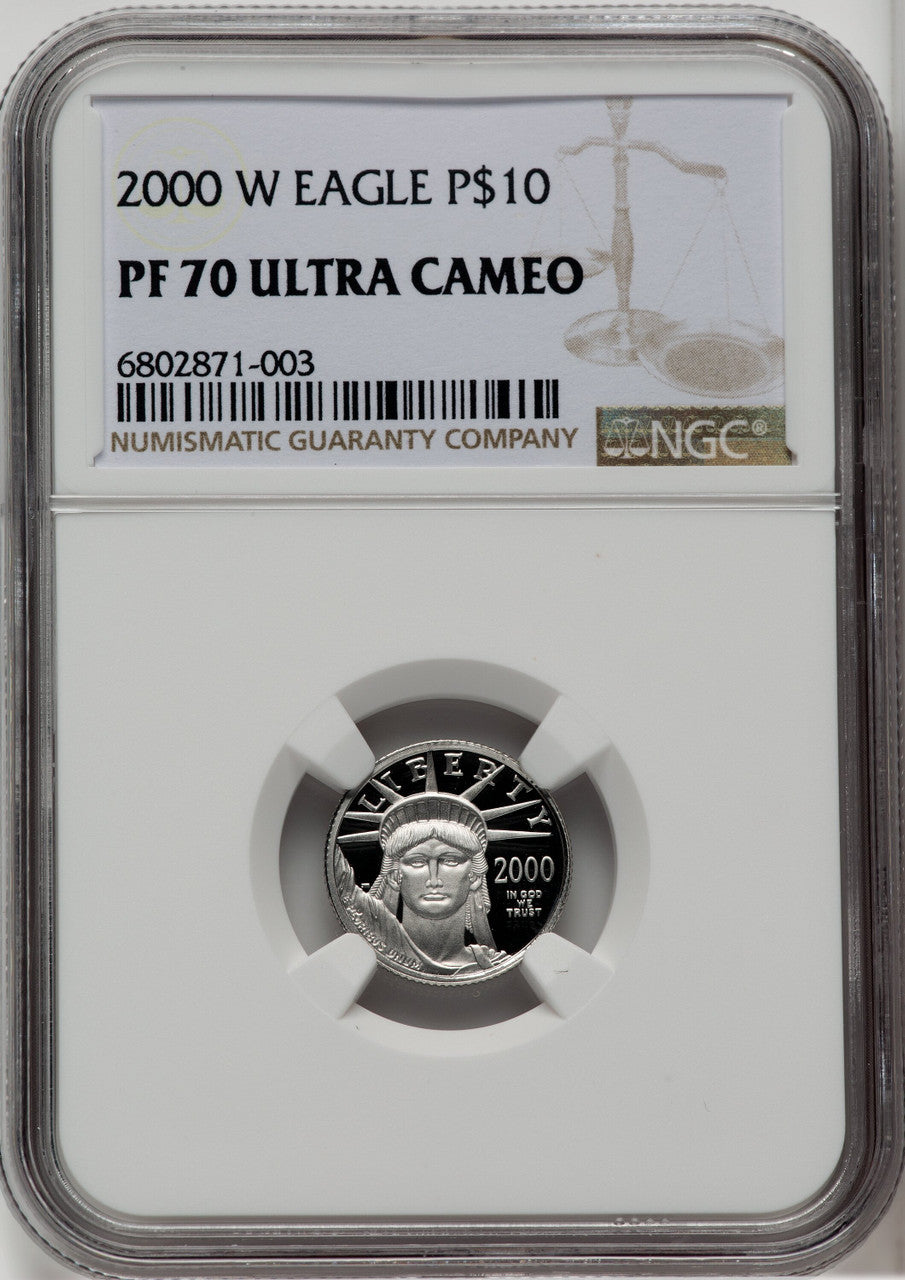 2000-w $10 Tenth-Ounce Platinum Brown Label NGC PF70